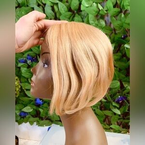Blond 4 clip Human Hair Topper Wiglet New